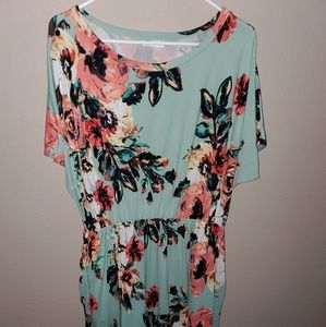 Reborn J Mint Floral Midi Dress